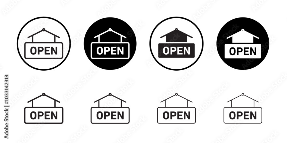 Open sign Isolated flat vector in outline Open sign Isolated flat vector in outline