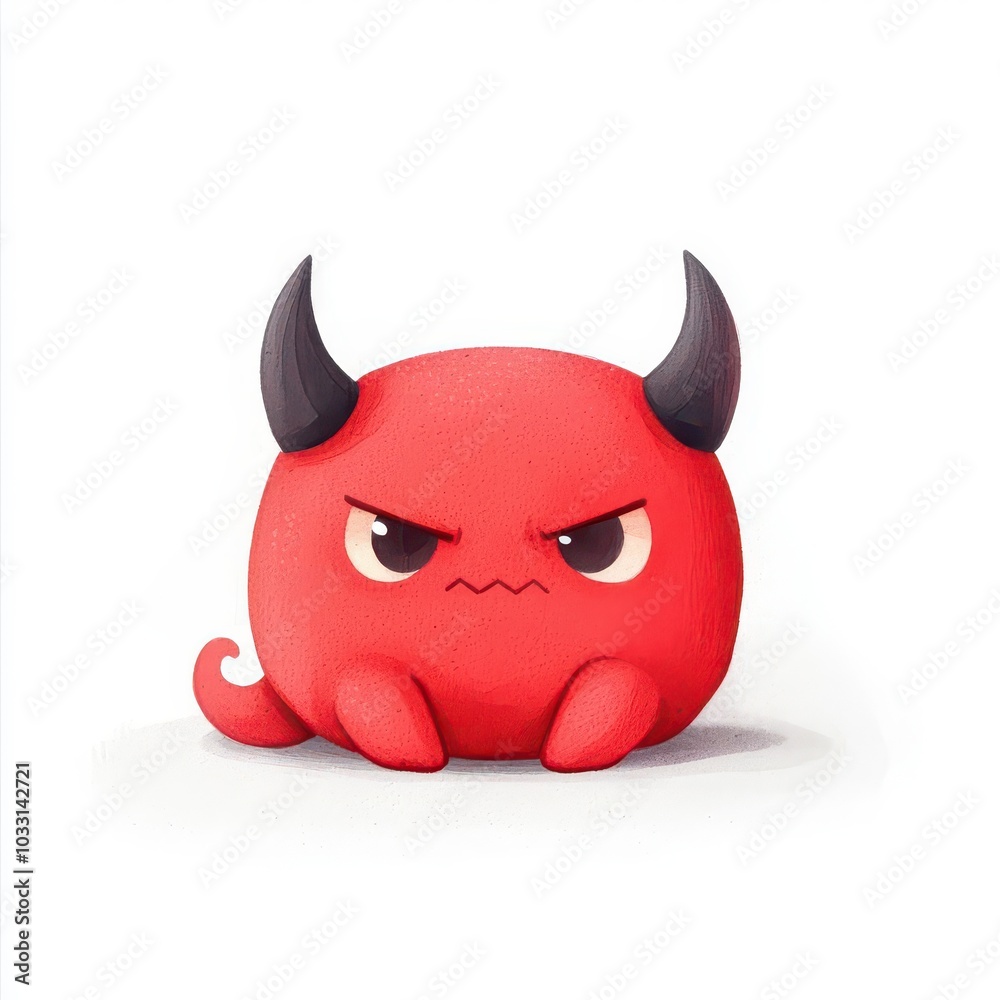 Obraz premium Watercolor style, A chubby cute Demon flat illustration, ultra-h