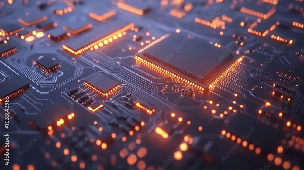 Obraz premium Glowing Circuits: A Technological Masterpiece