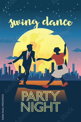 Swing Dance Poster Banner Vector Illustration