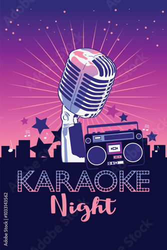 Karaoke Night Poster Banner Vector Illustration