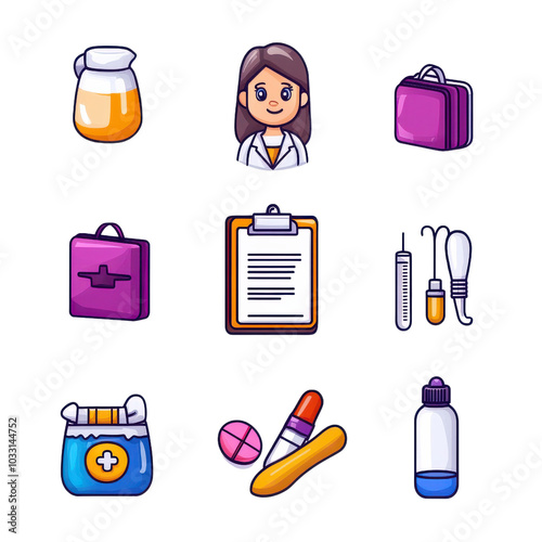 Health icons, white background photo