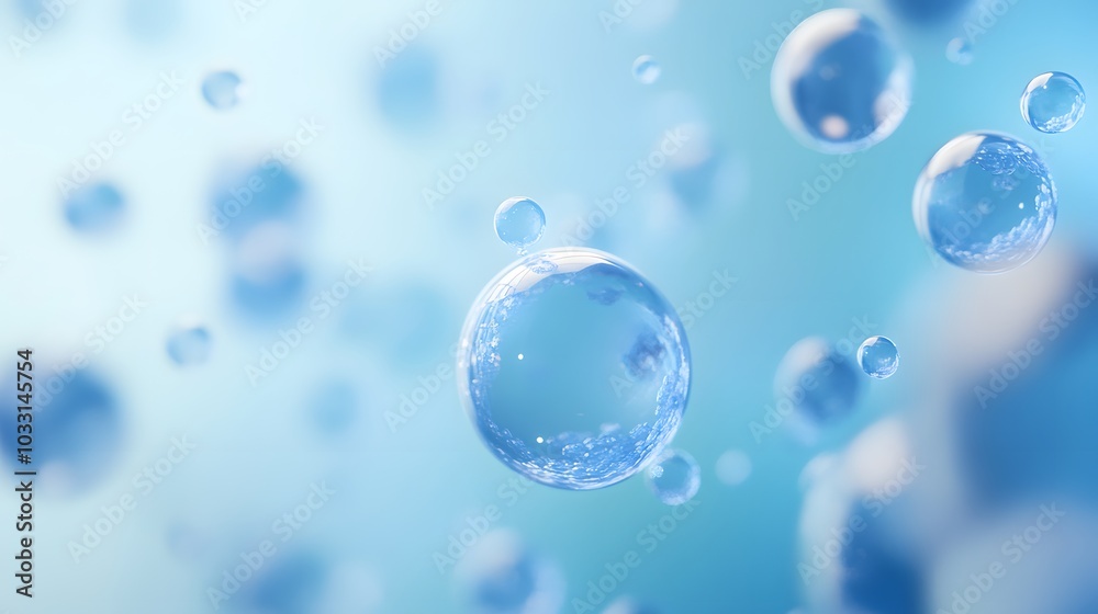 Abstract Blue Water Droplets with Sky Reflected Inside Abstract Blue Water Droplets with Sky Reflected Inside