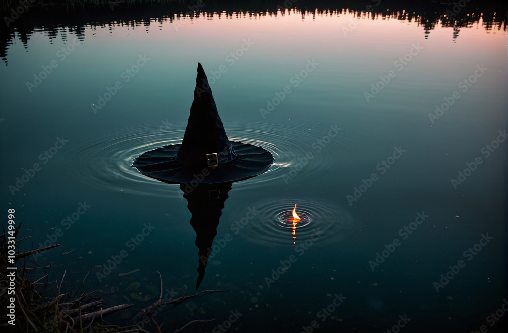 Fototapeta premium Witch Hat Floating on Water