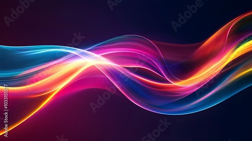 Abstract Colorful Neon Waves with a Dark Background