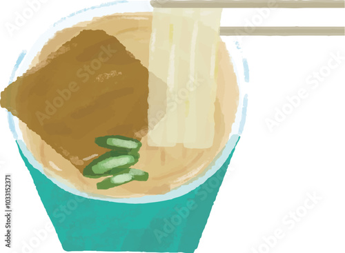 Clip art of hand-drawn Japanese food Kitsune Udon