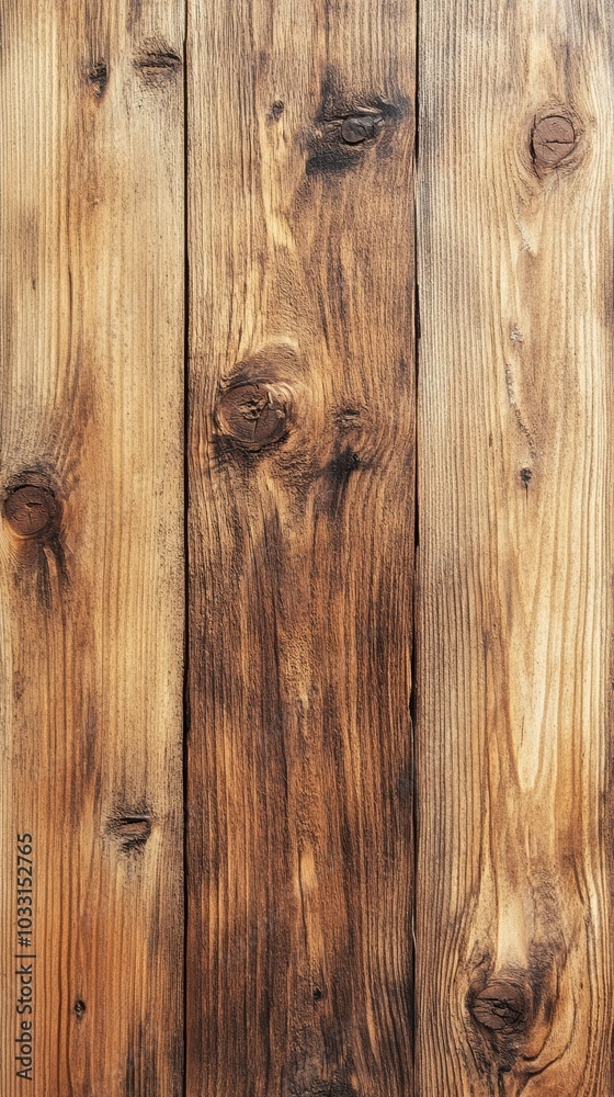 Naklejka premium A rustic wooden plank texture background, high resolution with visible grains and knots, perfect for natural and earthy designs