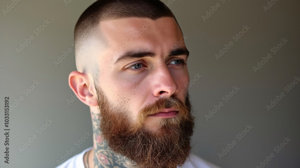 Naklejka premium buzz cut men hair closeup