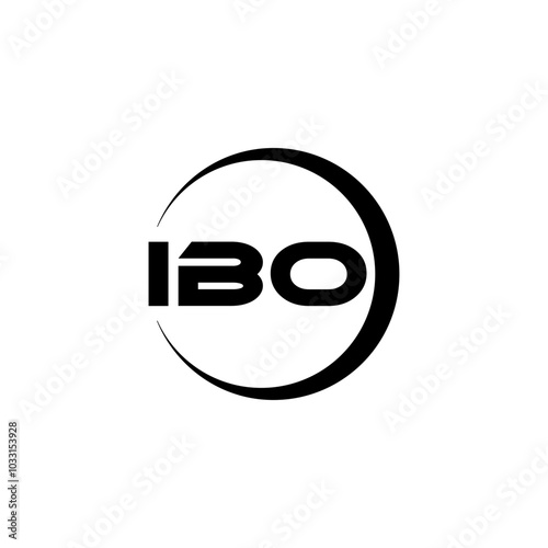 IBO letter logo design with white background in illustrator, vector logo modern alphabet font overlap style, calligraphy designs for logo, Poster, Invitation, etc.