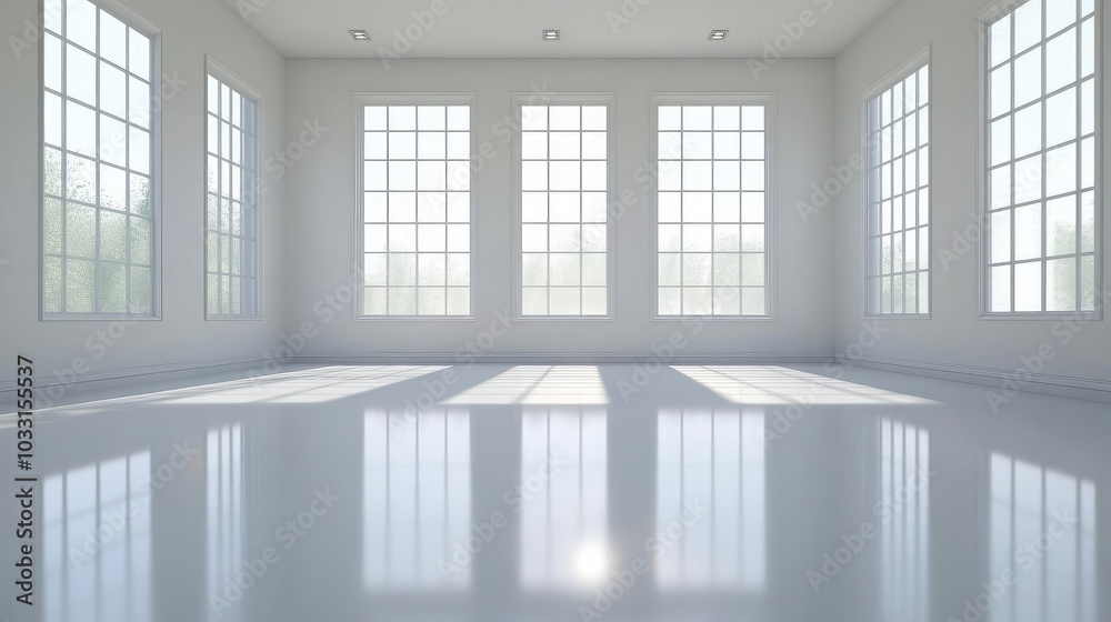 Bright and Spacious Empty Room with Large Windows Bright and Spacious Empty Room with Large Windows