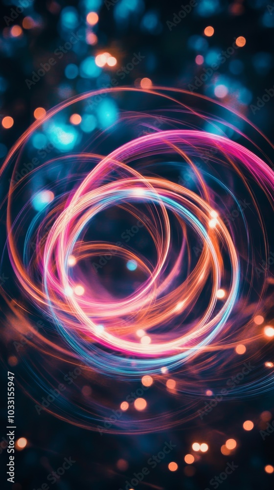 Colorful light trails with bokeh effect Colorful light trails with bokeh effect