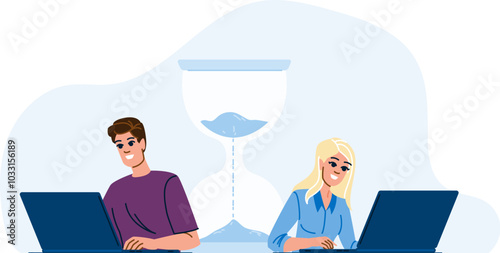antique sand timer vector. measurement classic, decor glass, grains interval antique sand timer character. people flat cartoon illustration