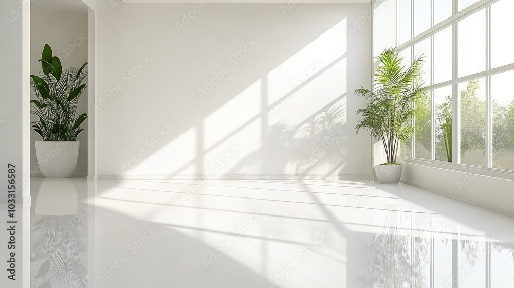 Fototapeta premium Bright and Minimalist Indoor Space with Plants