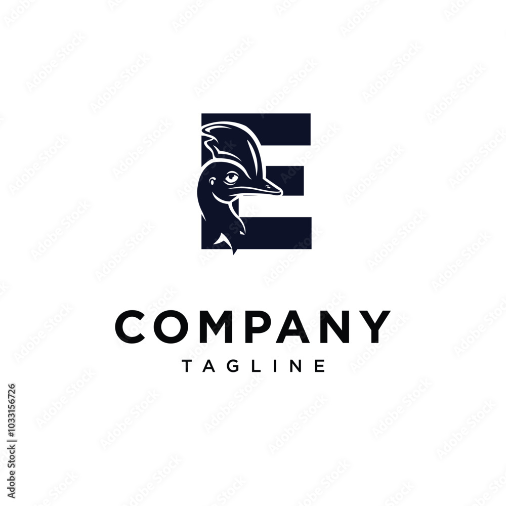 Fototapeta premium Letter E Cassowary Bird logo icon vector