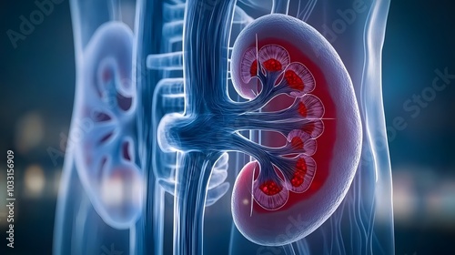 Cross-Sectional View of Human Kidney Anatomy
