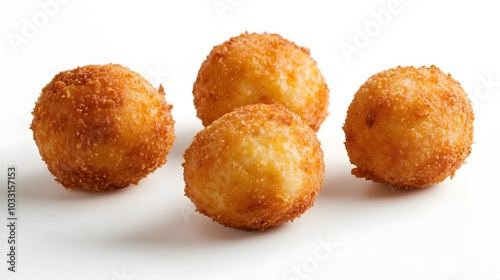 Croquettes surrounded by white background. 