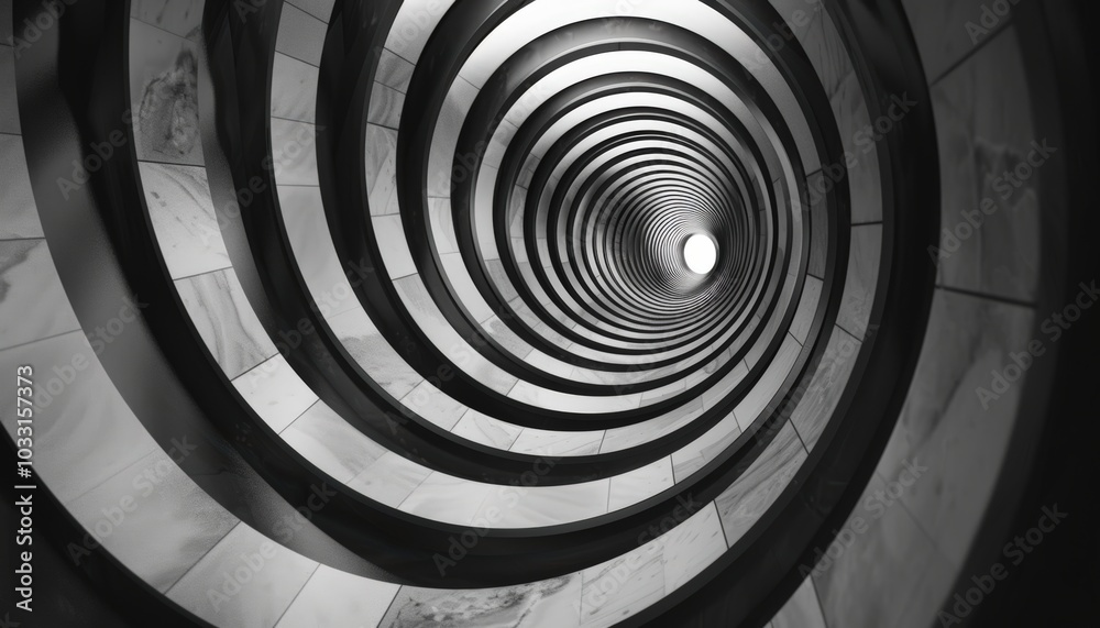 Fototapeta premium Black and white spiral staircase