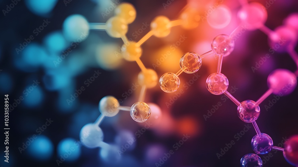 Colorful Abstract Molecular Structure with Blurry Background Colorful Abstract Molecular Structure with Blurry Background