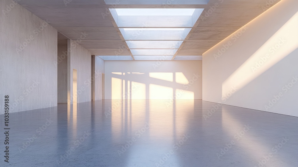 Modern Empty Room with Natural Light and Shadows