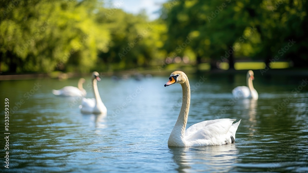 A serene scene of a family picnicking near a peaceful zoo lake with majestic swans and playful ducks gliding across the still waters surrounded by lush greenery A serene scene of a family picnicking near a peaceful zoo lake with majestic swans and playful ducks gliding across the still waters surrounded by lush greenery