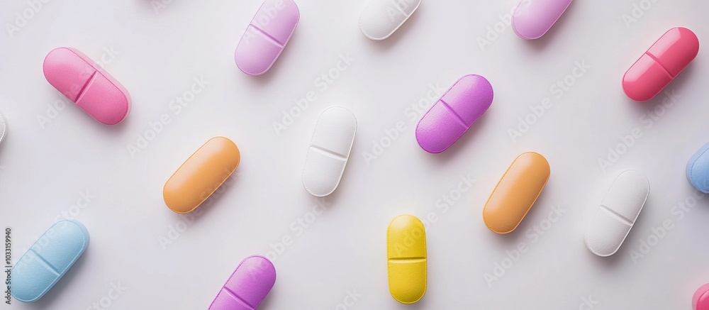 Colorful Pills on White Background Colorful Pills on White Background