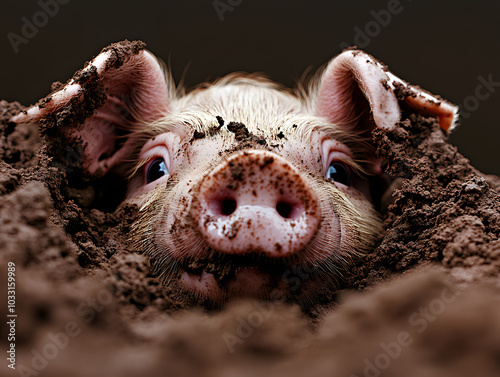 Kleines Schweinchen spielt im Schlamm