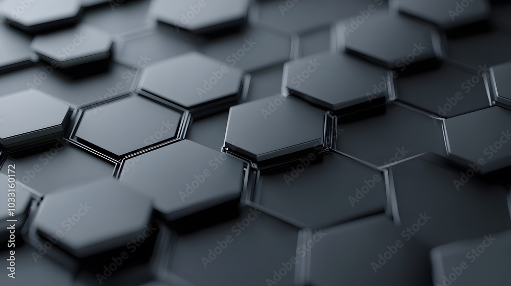 Abstract Pattern of Interlocking Black Hexagons Abstract Pattern of Interlocking Black Hexagons