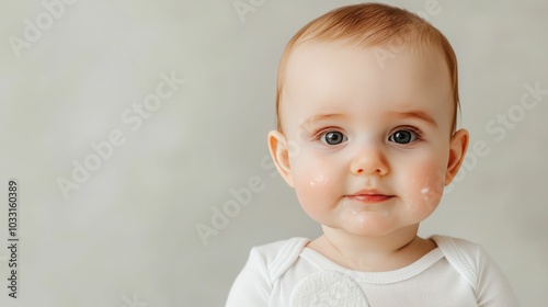 A parent lovingly and gently cleaning a baby s face with a soft cotton pad and a baby safe cleanser showcasing the tender care and affection in a moment of skincare and hygiene photo