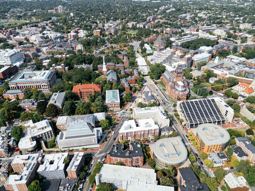 Bird eye view of Harvard Yard, Cambridge, Massachusetts, USA.