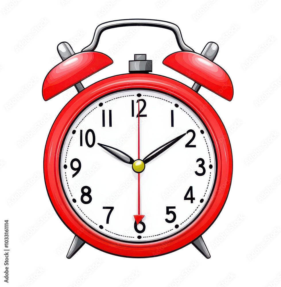 Red alarm clock with white background Red alarm clock with white background
