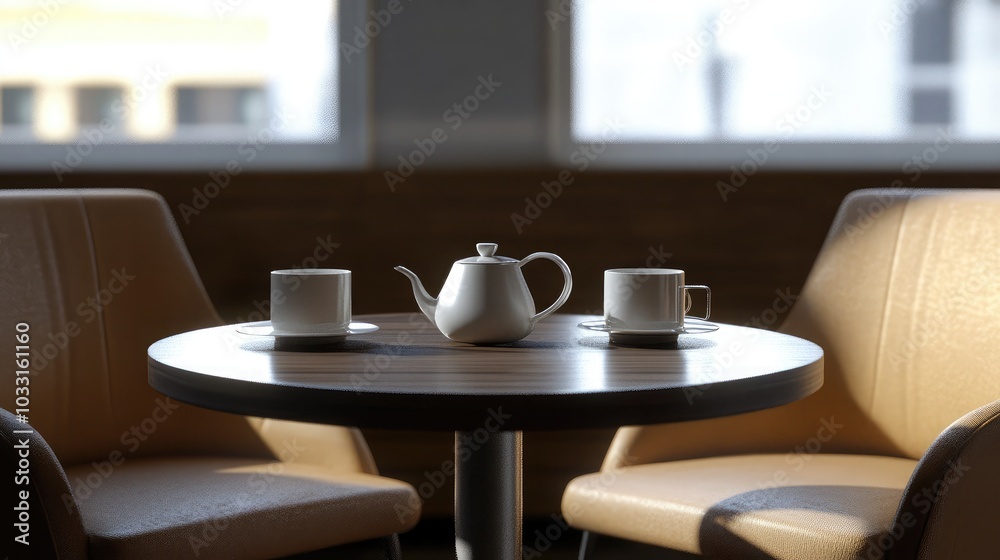 Cozy Tea Setup in Modern Cafe Ambiance Cozy Tea Setup in Modern Cafe Ambiance