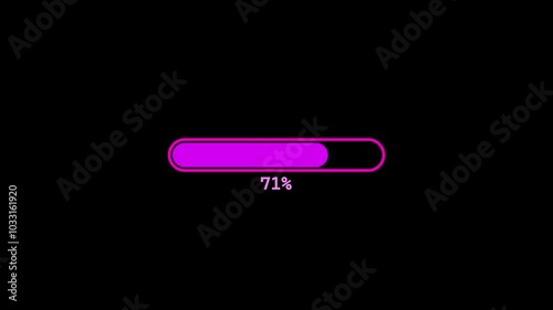 Progress Bar Indicator Animation: 0% to 100% Smooth Increase – Dynamic Percentage Loading Visual.