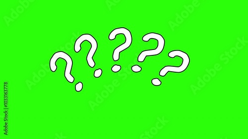 question marks drawn on green background, question marks confused icon animated, question mark flat design.