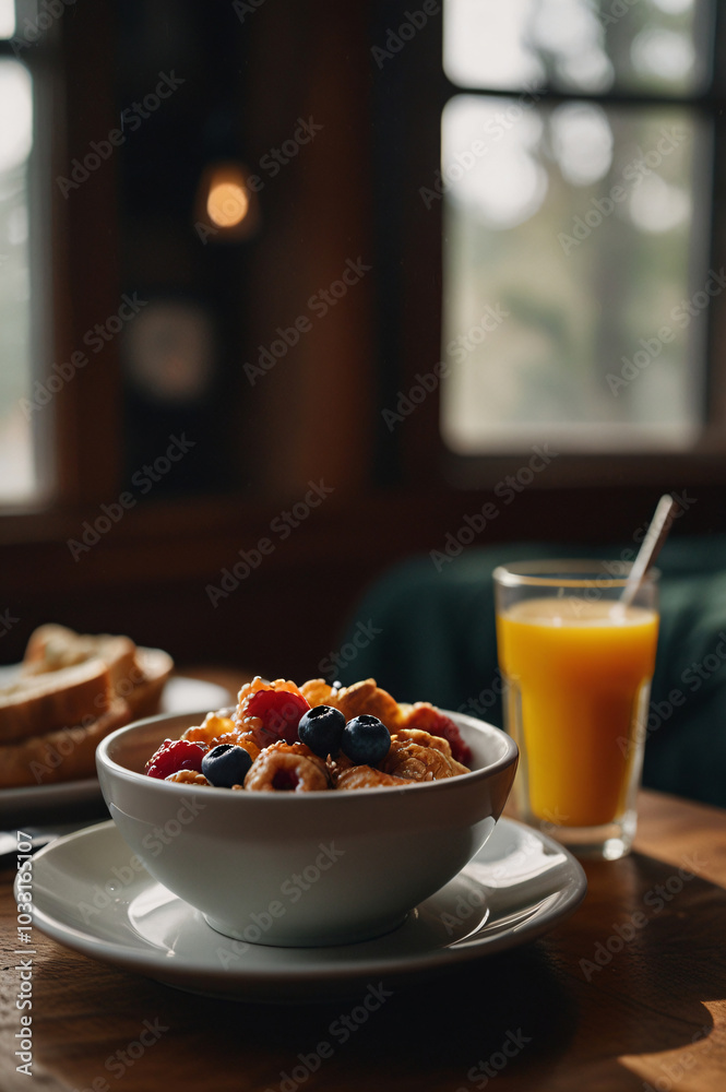 A cozy breakfast with coffee and freshly sliced bread. A cozy breakfast with coffee and freshly sliced bread.