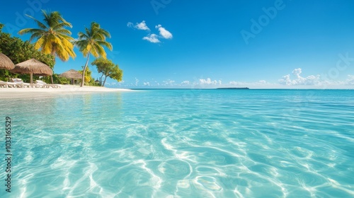 Fototapeta Naklejka Na Ścianę i Meble -  Tranquil Tropical Beach with Crystal Clear Water