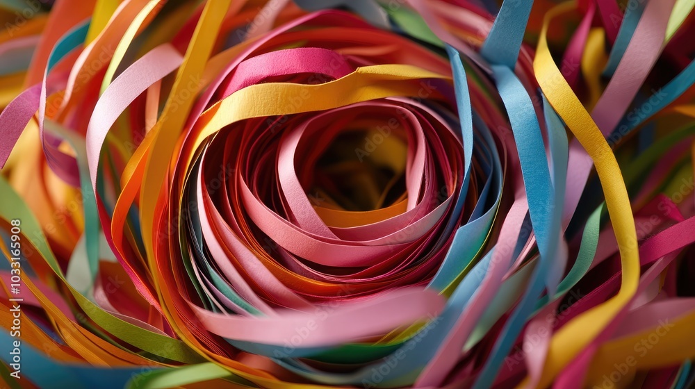 Colorful Ribbon Rolls in Artistic Spiral Display Colorful Ribbon Rolls in Artistic Spiral Display