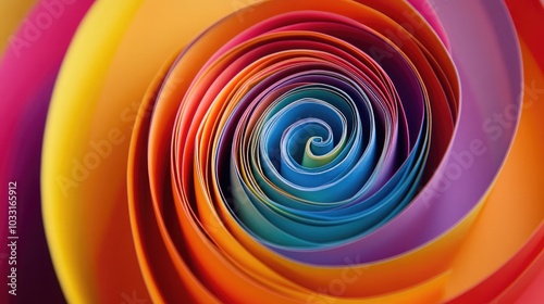 Colorful Spiral of Paper in Rainbow Shades