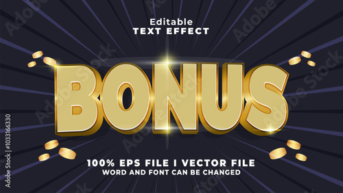 editable 3d gold bonus text effect.typhography logo