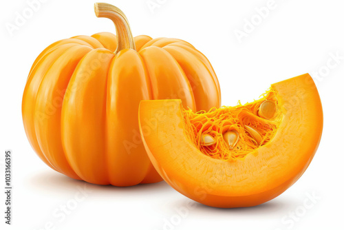 Fresh orange miniature pumpkin isolated on white background