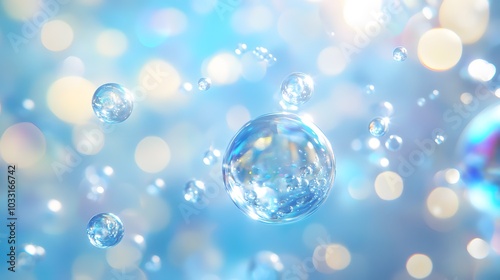 Wallpaper Mural Transparent Spheres Floating on a Blue and White Background Torontodigital.ca