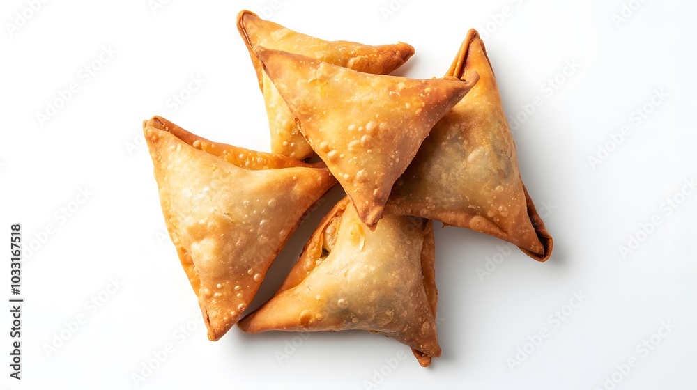 Vegetable Samosas on a White Background. Vegetable Samosas on a White Background.