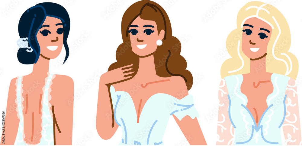 concealer bridal makeup vector. blush highlighter, contour lipstick, eyeliner eyeshadow concealer bridal makeup character. people flat cartoon illustration concealer bridal makeup vector. blush highlighter, contour lipstick, eyeliner eyeshadow concealer bridal makeup character. people flat cartoon illustration