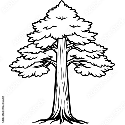 Giant sequoia line art

