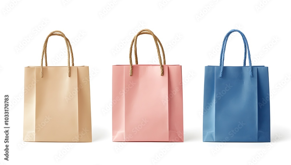 custom made wallpaper toronto digitalA set of three shopping bags, one pink and the other two blue, on a white background.