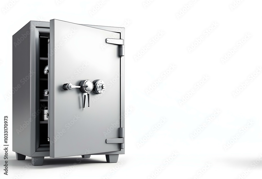 Secure Metal Safe with Open Door and Glowing Interior Secure Metal Safe with Open Door and Glowing Interior