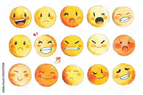 Generate an emoji sheet with various expressions and emotions