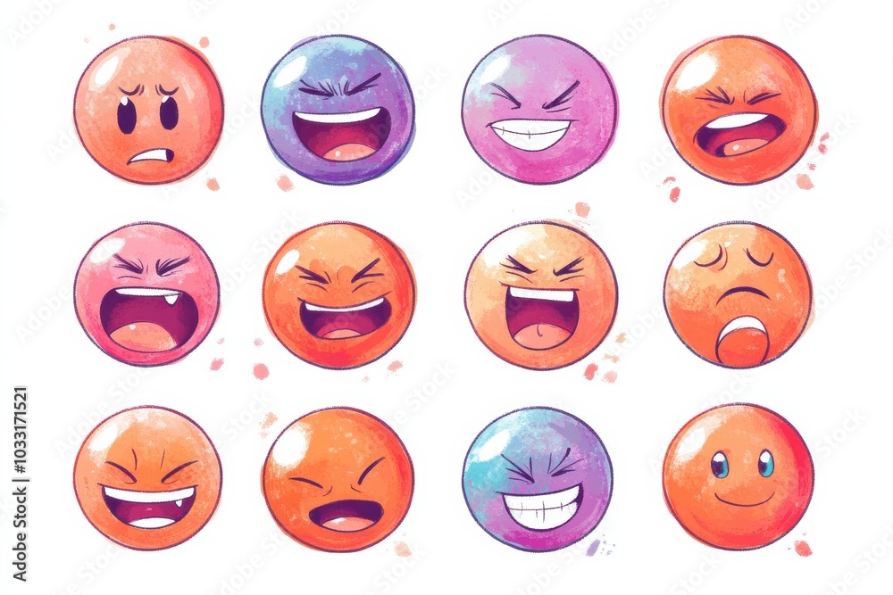 Generate an emoji sheet with various expressions and emotions Generate an emoji sheet with various expressions and emotions