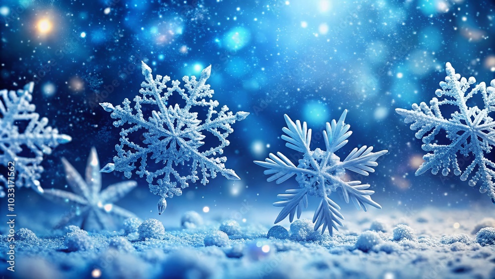 Stunning Snowfall on Holiday Blue Background - Realistic Snowflake Fantasy Wallpaper for Winter Celebrations Stunning Snowfall on Holiday Blue Background - Realistic Snowflake Fantasy Wallpaper for Winter Celebrations