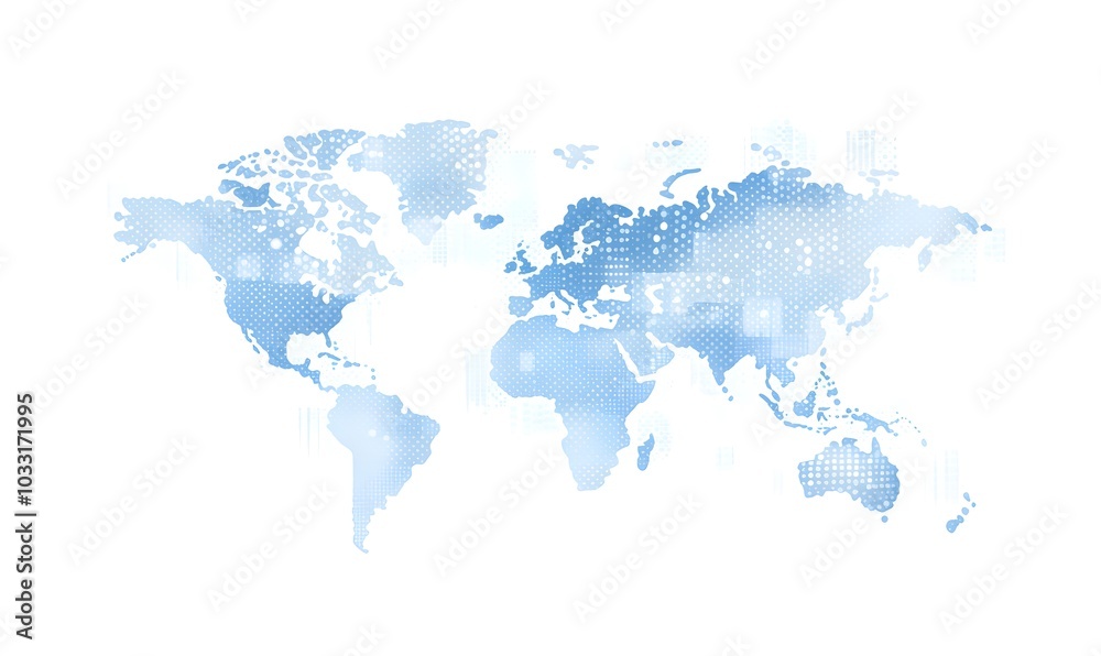 A simple vector illustration of the world map made up of dots, with a flat design, white background, and a light blue color theme featuring light gray and sky-blue tones. A simple vector illustration of the world map made up of dots, with a flat design, white background, and a light blue color theme featuring light gray and sky-blue tones.