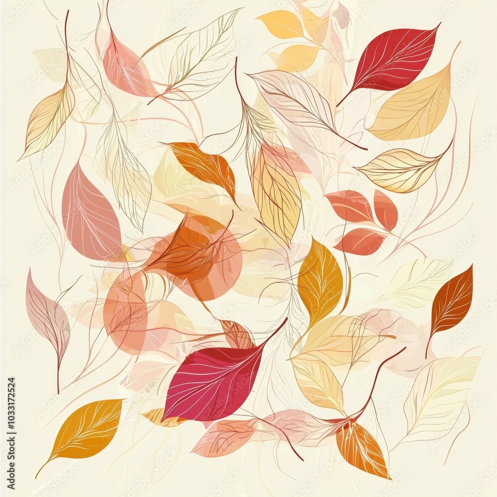 Fototapeta premium Aesthetic Arrangement of Colorful Leaves for Autumn Decor